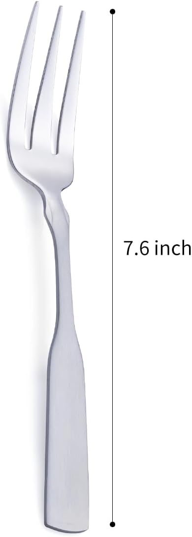 Tenedor de 3 dientes, tenedor de acero inoxidable de 7.6 pulgadas, tenedores de postre de cóctel de metal, 6 piezas