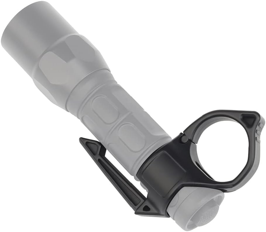Soporte de anillo de linterna táctica de 1 pulgada con clip de bolsillo para Airsoft Paintball Caza Gear Accesorios (negro)