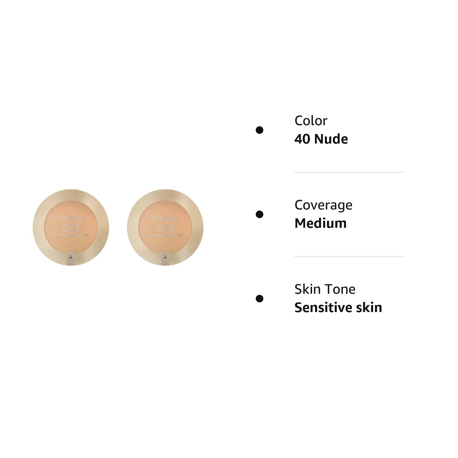 Neutrogena Mineral Sheers – Base compacta en polvo, base mineral ligera y sin aceite, sin fragancia, color piel, 40.34 onzas