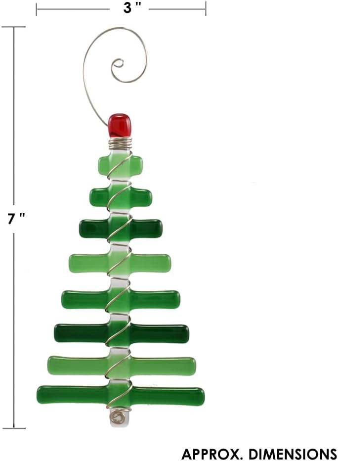 Atrapasoles de cristal fundido para árbol de Navidad contemporáneo hecho en Estados Unidos, 3 “x 7”