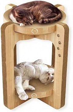 Necoichi Acogedor cuenco rascador para gatos, papel 100% reciclado, materiales sin químicos, número 1 en venta en Japón (torre roble), regular)