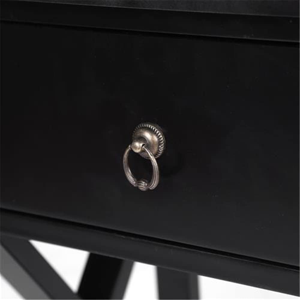 Mesita de noche negra con cajón y 1 estante de almacenamiento, mesa auxiliar pequeña, mesita de noche de madera moderna con 1 cajón y