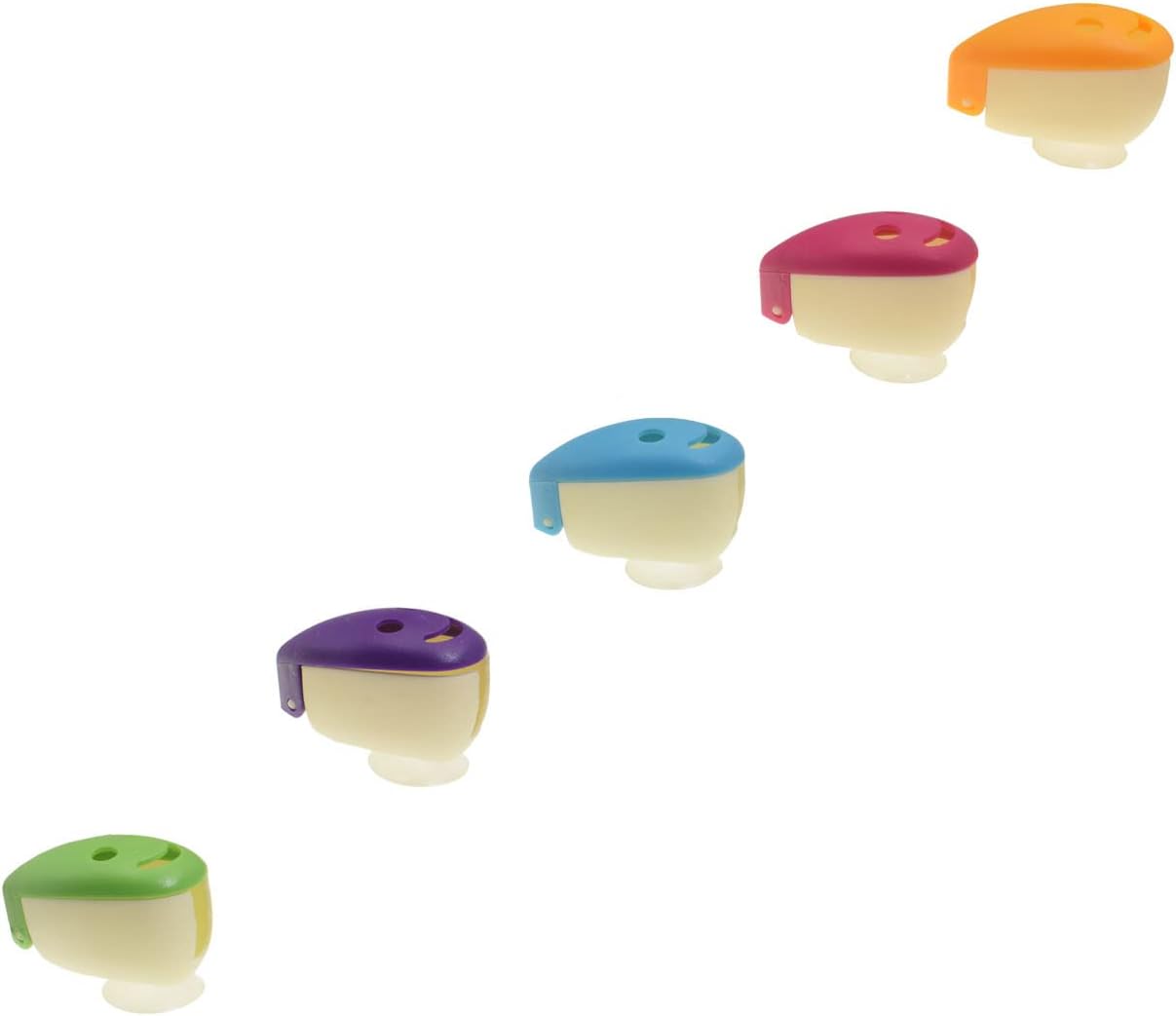 QICAITU – 5 fundas para la cabeza de cepillo de dientes, tapa de ventosa, protector portátil para cepillos de dientes, 6 colores para familia,