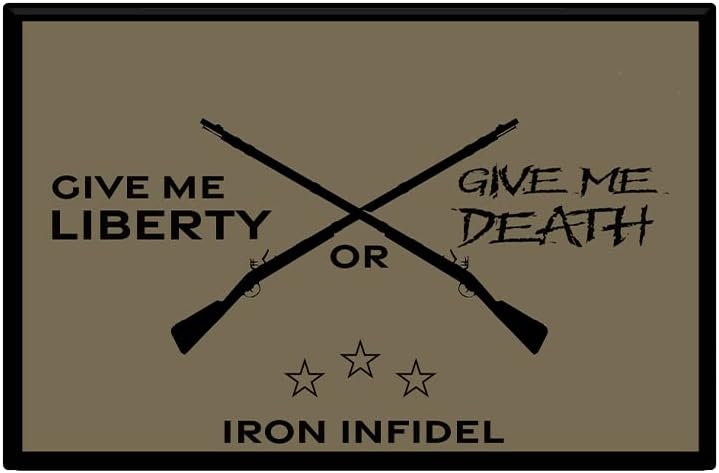 Iron Infidel Parche táctico  Give Me Liberty or Give Me Death 3D PVC Morale Patch  Parches de velcro patrióticos estadounidenses resistentes para