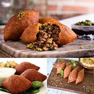 Kibbeh – Molde para hacer rollos de albóndigas, herramienta de prensa manual para hacer pastel de carne, 4 rejillas de 2.8 in, tamaño grande, hecha