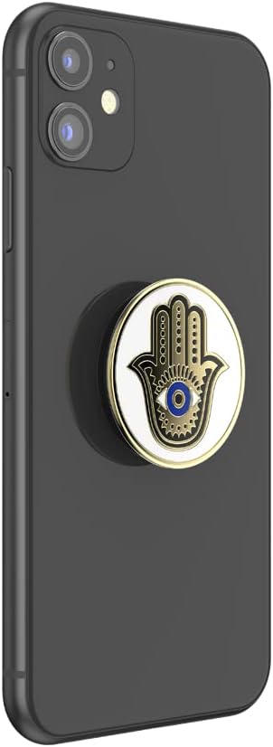 PopSockets Agarre para teléfono con soporte expandible, esmalte Hamsa Hand, blanco