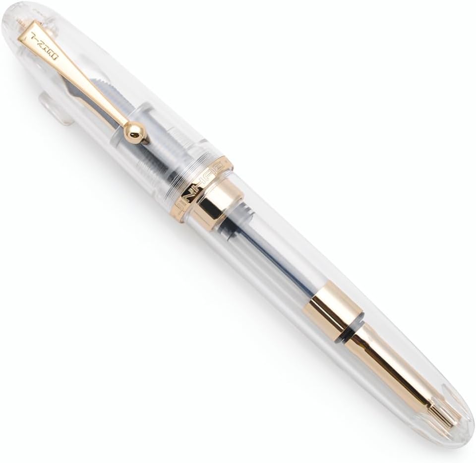 JINHAO 9019 – Pluma estilográfica Dadao Series con convertidor de tinta de alta capacidad (transparente, punta mediana de 0.028 in)