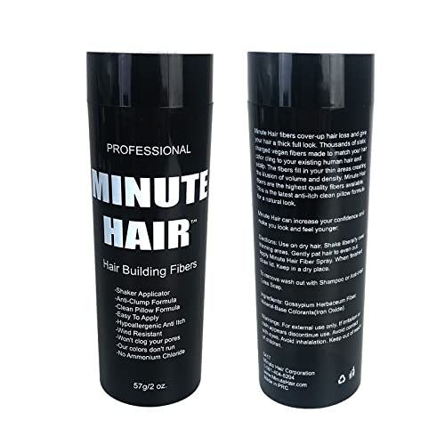 Botella de tamaño grande de 2.01 oz llena de fibras Minute Hair Fibers. Fibras de construcción de cabello de alta calidad. Gran cantidad de fibras