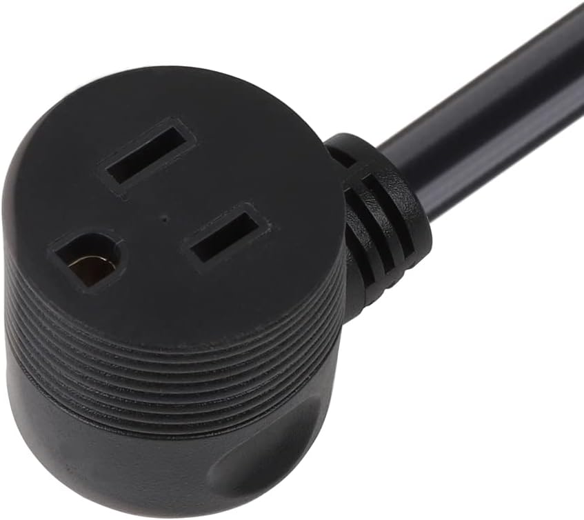 Cable de extensión Nema 5-15P en ángulo recto de 3 puntas, ángulo 3P macho a ángulo 5-15R hembra Cable de alimentación de extensión SJTW 14AWG 1FT,