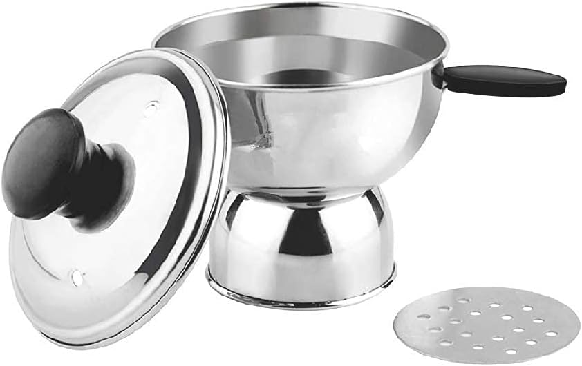 Calidad de exportación de acero inoxidable Chiratta Puttu Maker Puttu Kodam Chiratta Puttu Kutti Uso con Cocina (Paquete de 1)