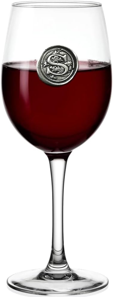 English Pewter Company – Copa de vino con monograma personalizado con tu elección de inicial, regalo único para hombres o mujeres, cumpleaños,