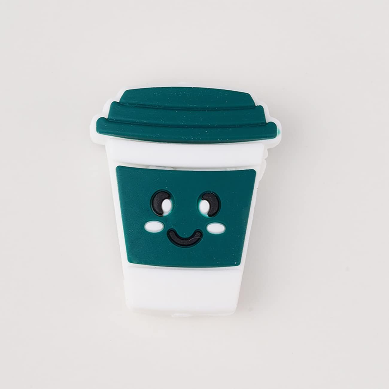 18 cuentas de taza de café de dibujos animados, cuentas de impresión de silicona, cuentas planas de forma colorida, cuentas espaciadoras de silicona