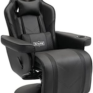 S*MAX Silla reclinable para juegos para adultos, estilo carreras, ergonómica, con respaldo alto, giratoria, de piel sintética, con respaldo S*MAX Silla reclinable para juegos para adultos, estilo carreras, ergonómica, con respaldo alto, giratoria, de piel sintética, con respaldo
