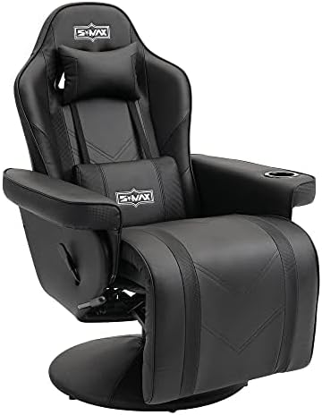 S*MAX Silla reclinable para juegos para adultos, estilo carreras, ergonómica, con respaldo alto, giratoria, de piel sintética, con respaldo