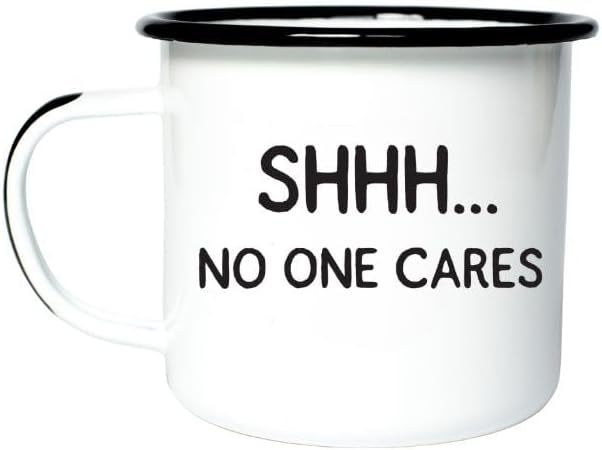 SHHH A Nadie le importa  Taza esmaltada de café  Regalo divertido para los amantes del vodka, ginebra, bourbon, vino y cerveza  Gran taza de oficina