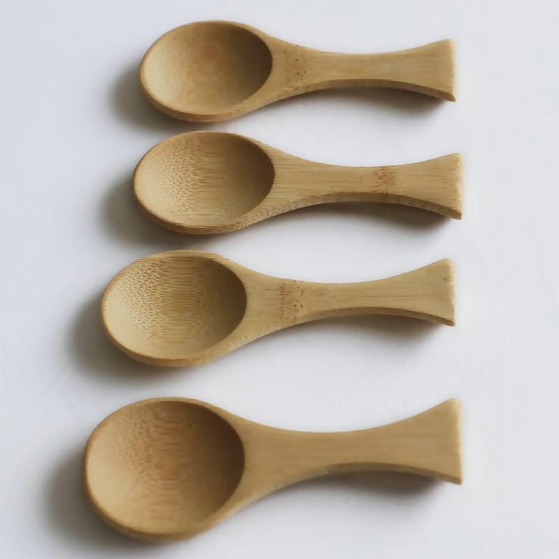 12 cucharas de té de bambú, cucharas de sal de baño, cuchara de condimento de madera para té suelto, dulces, especias, granos de café, 3.54 x 1.65