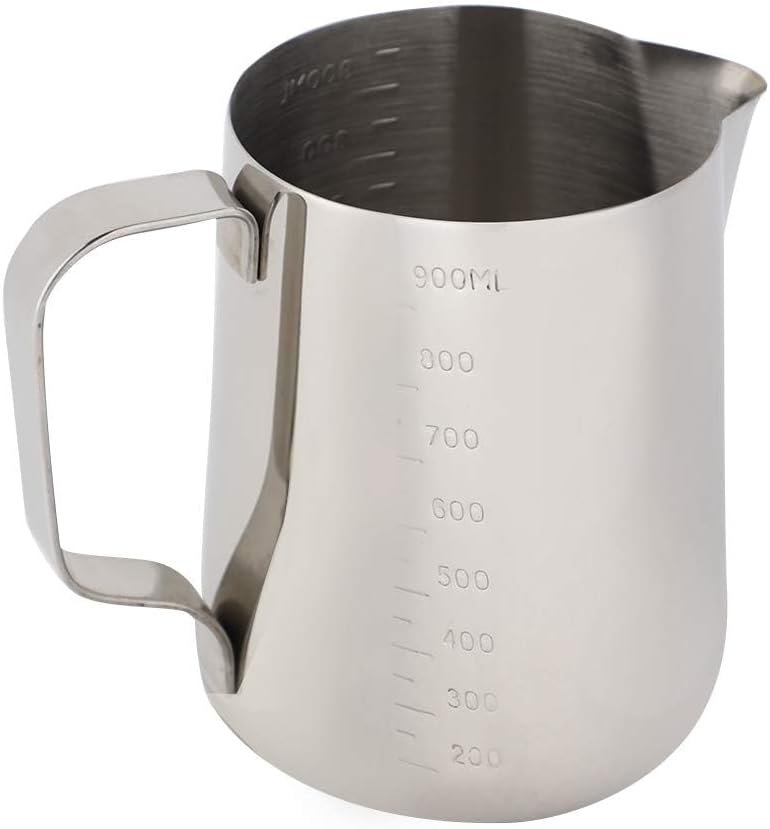 Jarra de leche de 34 onzas33.8 fl oz, jarra de espuma de leche, espumador de leche, jarra de leche para café, taza de vaporizador, taza de café de