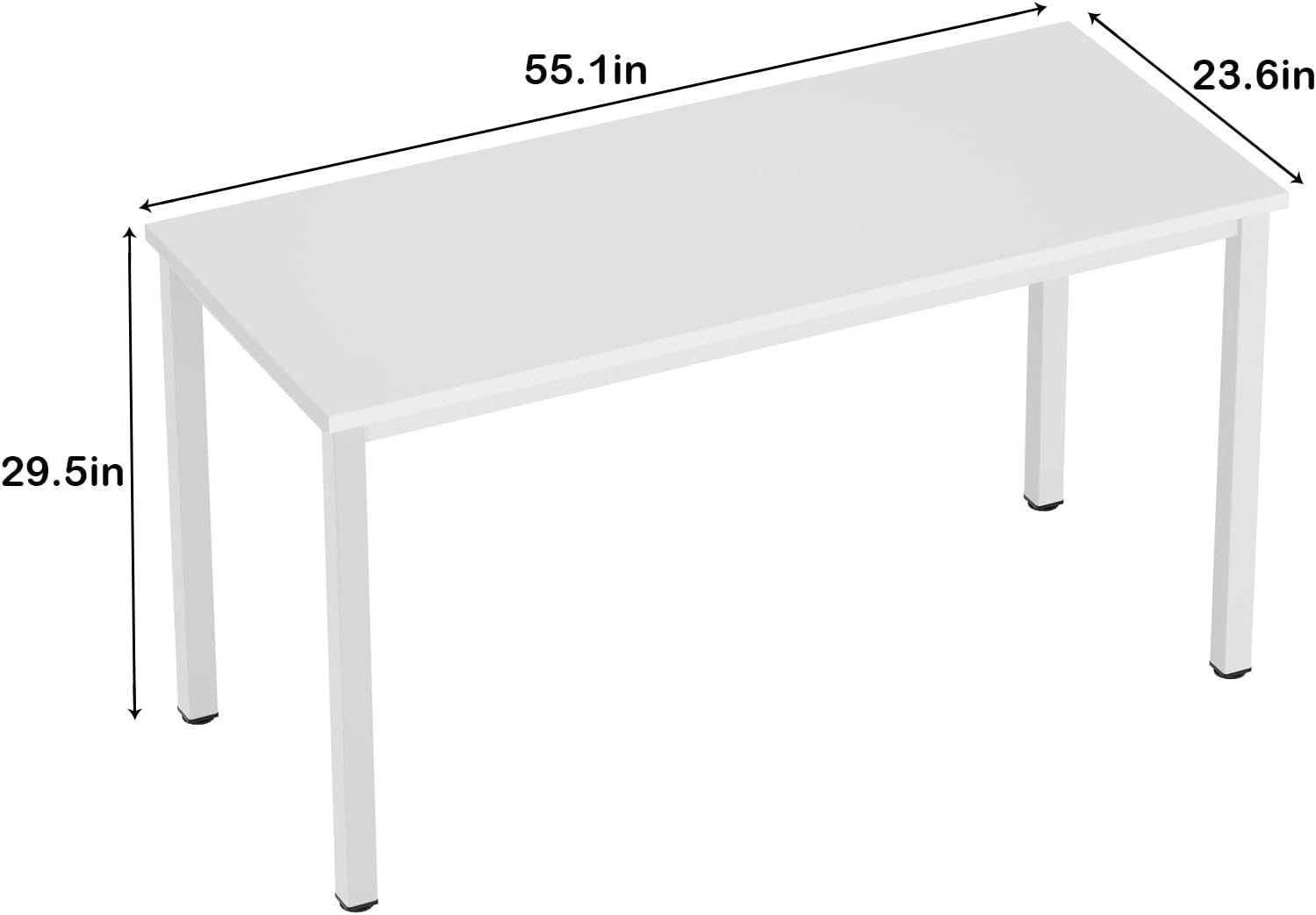Need Escritorio grande para computadora, escritorio de estudio de 55 pulgadas, estación de trabajo de PC de estilo simple con marco de metal blanco