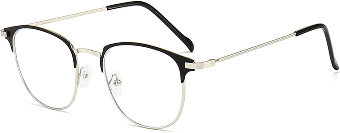 DEPEYE Gafas de miopía con bloqueo de luz azul, marco de metal, gafas retro para miopía, gafas de 0.5 a 4.0 de fuerza