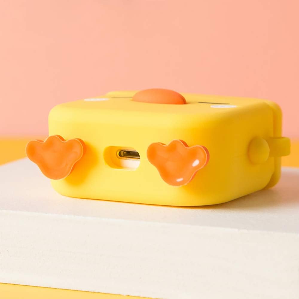 LUVI Funda compatible con Airpods Pro2, linda caricatura, pato, pollo, goma suave, flexible, 3D, con correa de mano, soporte de carga inalámbrica,