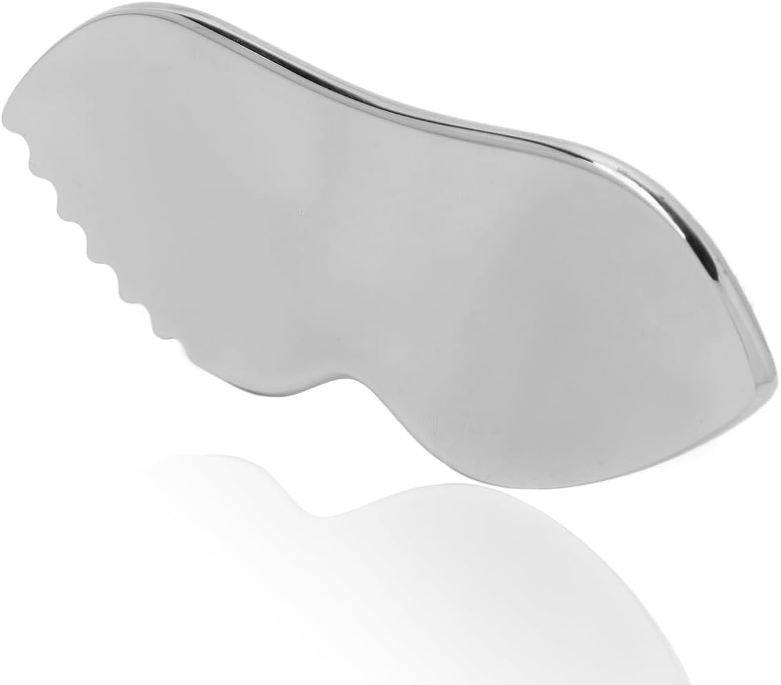 Gua Sha de acero inoxidable para el cuidado de la piel facial, herramienta de masaje raspado con dientes de peine  Masaje facial, utilizado para