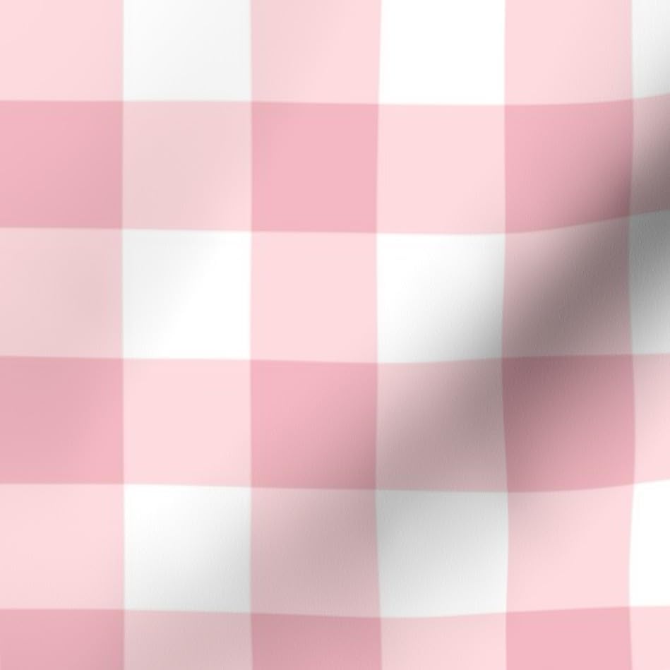 Spoonflower Fabric – Pink Retro Gingham Check Fun Groovy 90 S Tickled Bright Neon Country Printed on Satin Fabric Fat Quarter – Sewing Lining