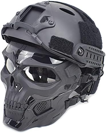 NC PJ – Casco táctico rápido y máscara ajustable de Airsoft, máscara de cara completa, adecuada para paintball, Halloween, juegos de rol, fiestas de