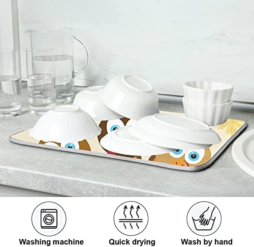 Tapete de secado de platos de pavos otoñales grande para encimera de cocina, 18 x 24 pulgadas, reversible, tapete escurridor de platos, tapete