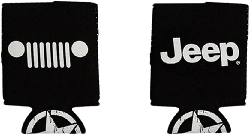 Jeep Funda térmica de neopreno con aislamiento de logotipo para latas, compatible con latas de 12 onzas (negro)