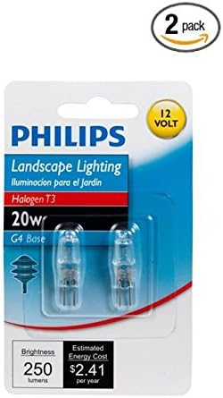 Philips 417204 Landscape Lighting – Bombilla T3 de 20 vatios con base bi-pin de 12 voltios, 2 unidades, 2 unidades