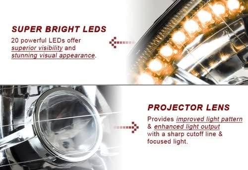 H6014 H6052 H6054 Reemplazo 7 “X6” Carcasa cromada Lente Transparente Luz Sellada Reflector Cromo Reflector LED Proyector Faro 2PCS (Ambar)