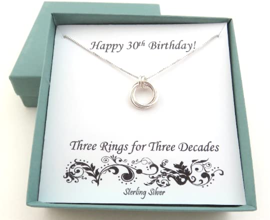 30th Birthday Gifts  Sterling Silver Necklace  30th Birthday Gift for Women