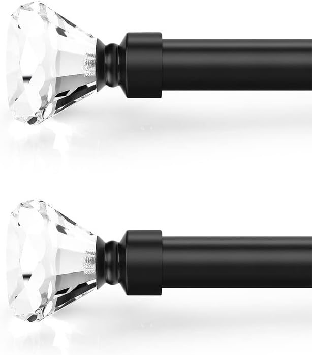 Orger Paquete de 2 cortineros decorativos de cristal de 1 pulgada de diámetro con remates de diseño de diamante, longitud ajustable de una sola