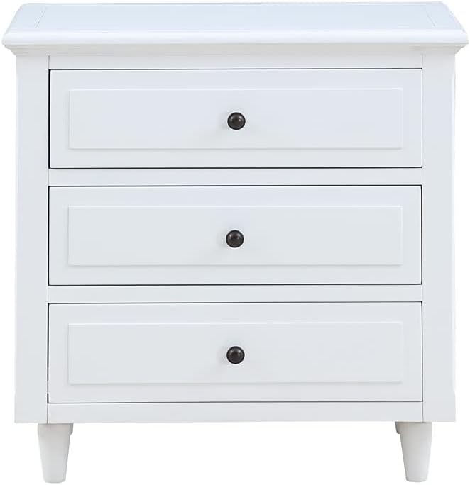 ARCLIS Mesita de noche con 3 cajones, moderna mesa auxiliar de madera, mesita de noche para dormitorio, sala de estar