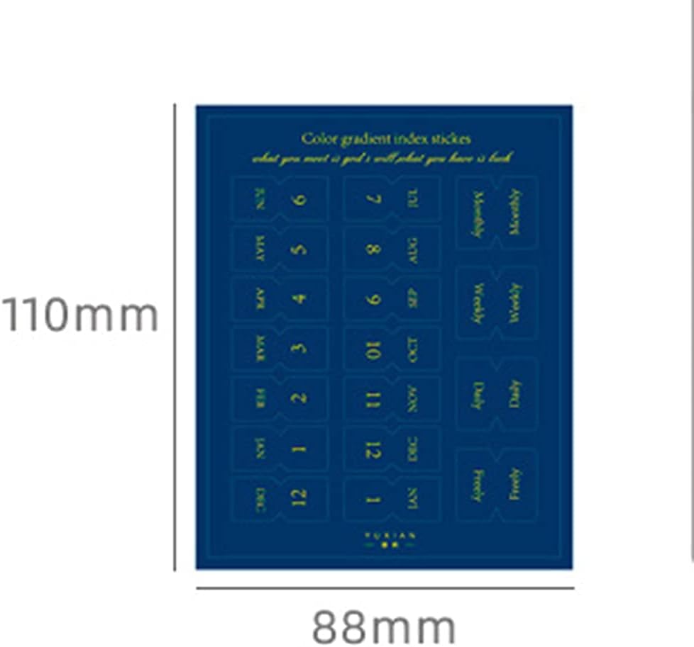 10 hojas autoadhesivas de color degradado, pestañas de índice de calendario mensual para planificadores, diarios, cuadernos, agendas y