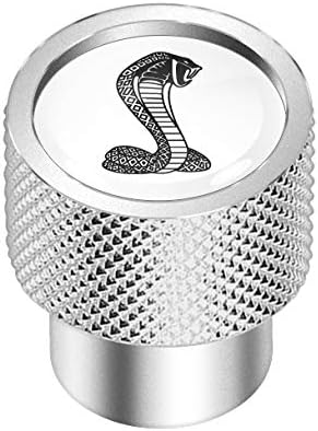 iPick Image Para Ford Mustang Cobra en tapas de válvula de neumático de aluminio cromado blanco sobre plateado