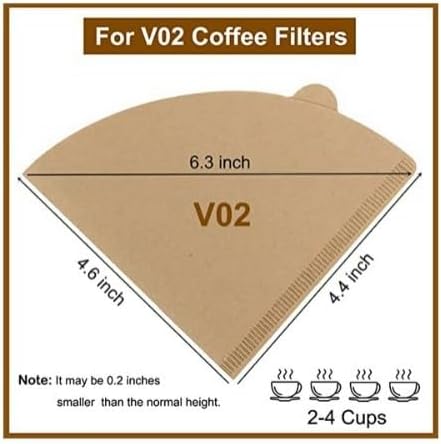 Filtros de café de papel V60 de un solo uso para verter sobre cono, tamaño 02, natural, 100 unidades