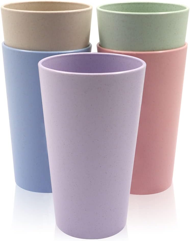 Vaso grande de paja de trigo de 20 onzas, vasos irrompibles reutilizables para agua, taza de café apilable, vasos de jugo, taza para café, té, agua,