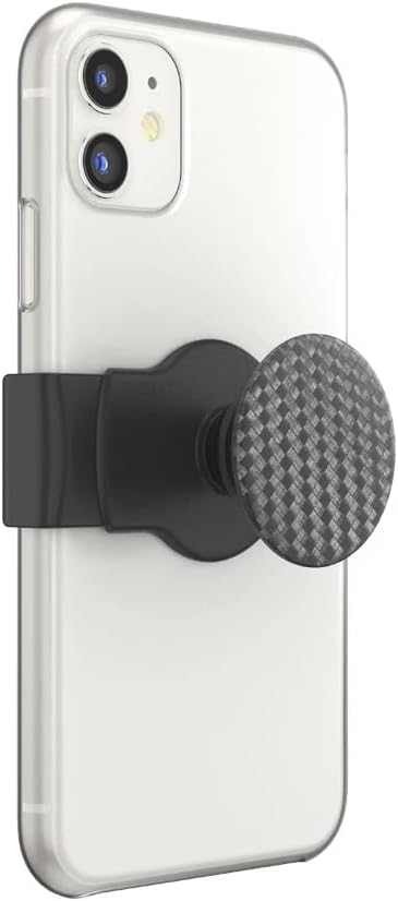PopSockets – Agarre para teléfonos y fundas, agarre deslizable para teléfono con soporte expandible, bordes cuadrados, tejido de carbonita negra