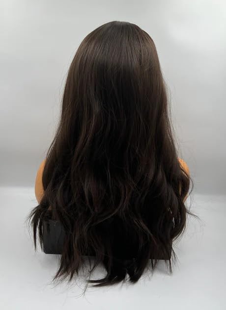 ASHELY – Peluca rizada de color marrón oscuro, pelucas sin pegamento para mujer, pelucas de cabello largo sintético natural para uso diario (pelucas