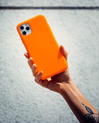 FELONY CASE – Funda para iPhone 15 Pro – Funda de silicona naranja neón  Silicona líquida con forro de microfibra antiarañazos, funda protectora a