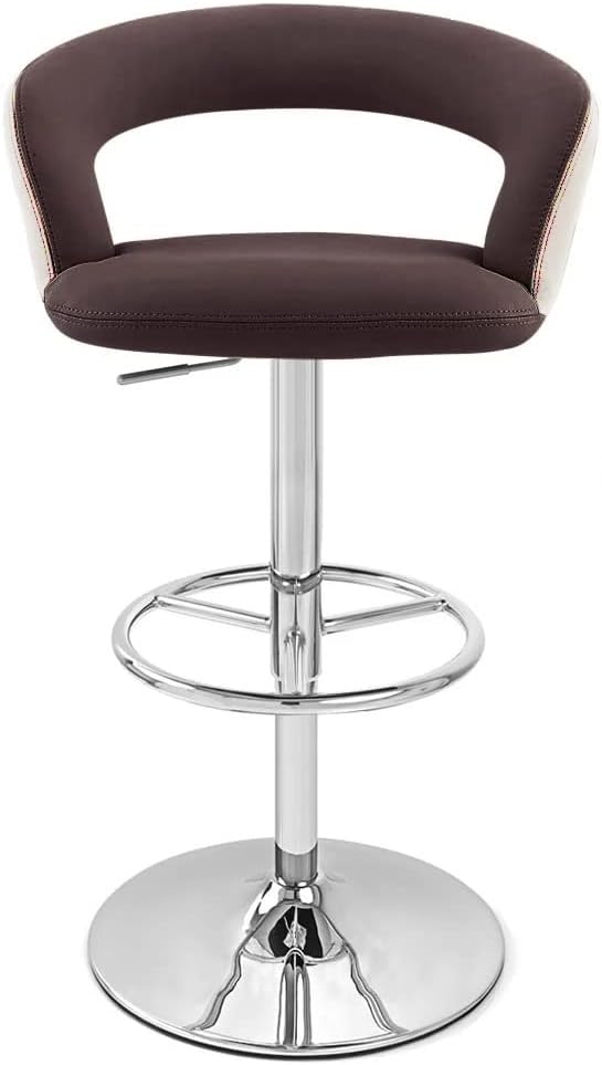 Zuri Furniture Asiento marrón con respaldo crema Monza ajustable altura giratoria sin brazos taburete de bar