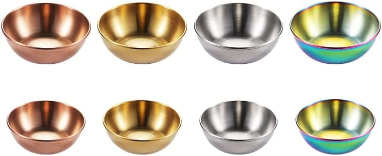 Platos de salsa, 12 cuencos de acero inoxidable de 3.46 pulgadas, mini platos individuales redondos para condimentos, platos para sushi (plateado)