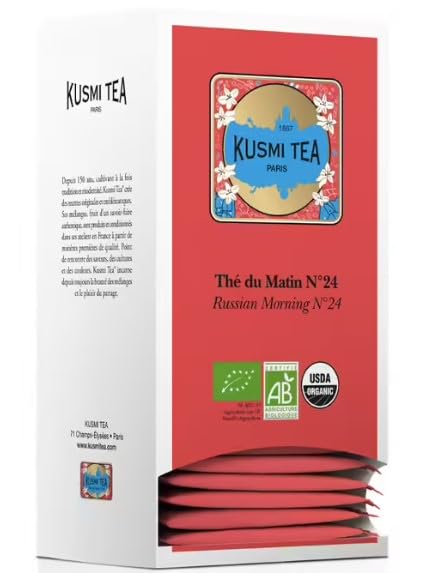 Kusmi Tea – Thé du Matin N24 Bio – Caja de 25 bolsitas de té de muselina