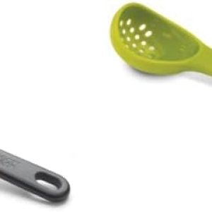 Joseph Joseph Cuchara ranurada con colador de cuchara, grande, color negro y cuchara y tenedor, color verde Joseph Joseph Cuchara ranurada con colador de cuchara, grande, color negro y cuchara y tenedor, color verde