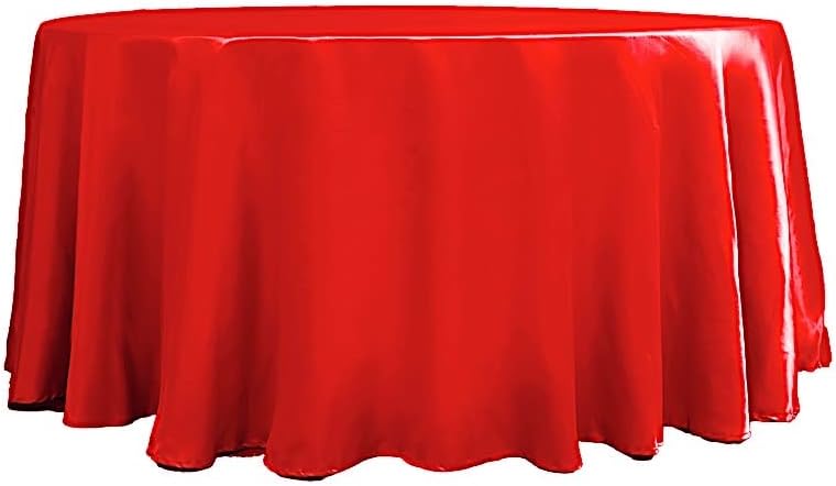 BalsaCircle Mantel redondo de satén rojo de 120 pulgadas para boda, fiesta, recepción, eventos, cocina, comedor