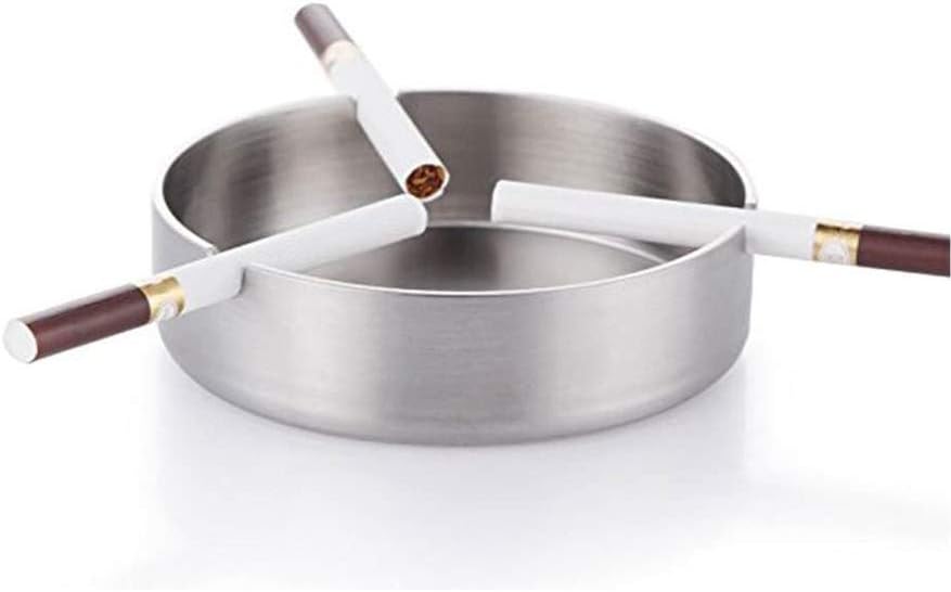 Cenicero redondo de acero inoxidable para cigarrillos, cenicero para mesa adecuado para soporte de bandeja de cenizas para hotel, restaurante,