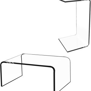 Mesa auxiliar acrÃlica en forma de C, 20 pulgadas de largo x 12 pulgadas de ancho x 10 pulgadas de alto x 12 pulgadas de grosor, mesita de noche Mesa auxiliar acrÃlica en forma de C, 20 pulgadas de largo x 12 pulgadas de ancho x 10 pulgadas de alto x 12 pulgadas de grosor, mesita de noche