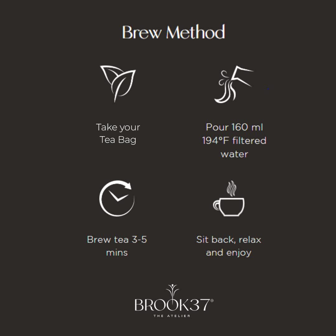 Brook37 Broadway’s Cleopatra – Té verde Darjeeling de primera calidad  Bajo en cafeína  Sabor suave y dulce como aceituna picante  20 bolsas
