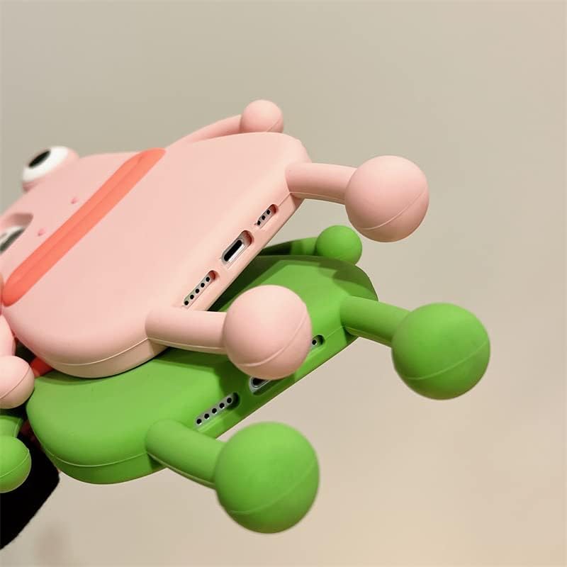 Funda para teléfono con boca de salchicha de perro caliente, ojos grandes, rana verde, rana rosa, funda de teléfono de goma de silicona TPU suave